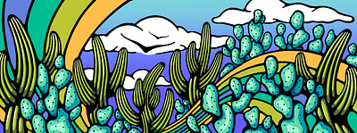 Hoka x Scheels Table Displays arizona bright cactus desert design graphic design illustration pri prickly pear psychedelic saguaro