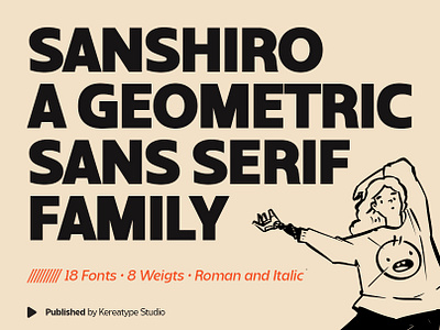 Sanshiro Geometric Sans Serif - Free Font branding design display font font fonts geometric headline font lettering logotype retro font sans serif typeface typography