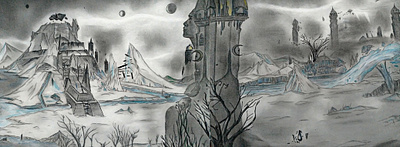 Temple of Water art artist artwork blackandwhite conceptart design enviroment handdraw illustration temple