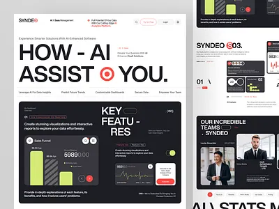 Syndeo - AI SaaS Website Design ai animation artificial intelligence business chart company landing landing page logo saas saas design ui ui design ux uxux website website design website for saas