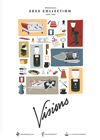 Visions Espresso Annual Wholesale Catalog branding catalog layout graphic design illustration