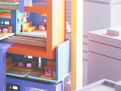 Tower WIP apartments c4d cinema cinema 4d illustration lowpoly model render room