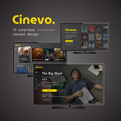 Cinevo: TV Interface Design Concept app branding concept design design digital design figma interface interface design streaming tv tv interface ui design uiux ux design visual design