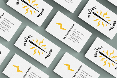 The Electric Needle branding business cards illustration landing page logo logo design