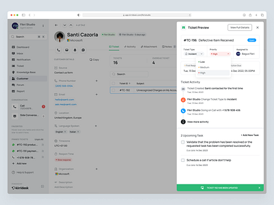 KirriDesk - Ticket Preview for SaaS Customer Service Management crm customer customer service cx details helpdesk management preview product design saas saas design support ticket ui ux web design