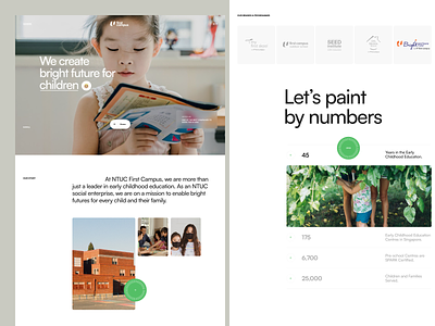 NTUC First Campus Website campus clean design development education kids landing page learning minimal minimalist school typography ui ux web design website