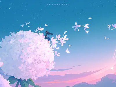 Hydrangeas flower girl hydrangeas illustration sky