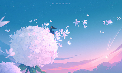 Hydrangeas flower girl hydrangeas illustration sky