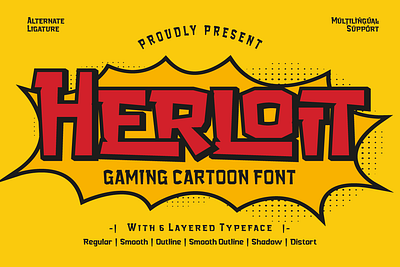 Herloit - Gaming Display Font cartoon font gaming header kids lettering movie playful poster trendy typeface