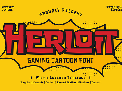 Herloit - Gaming Display Font cartoon font gaming header kids lettering movie playful poster trendy typeface