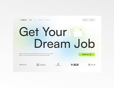 Landing Page for Job Portal - Hero Section cta design desktop job landing page light neon ui ux web white