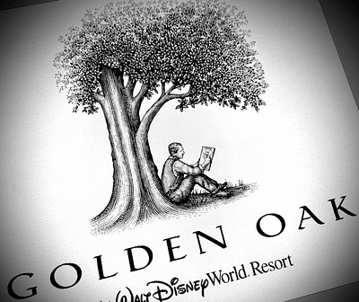 Golden Oak Logomark Illustrated by Steven Noble artwork branding design engraving etching icon illustration ink line art logo pen and ink scratchboard steven noble woodcut