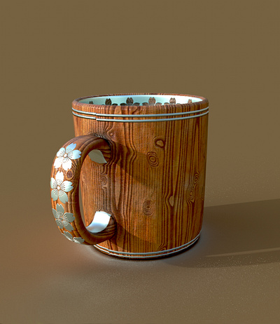 Wood Mug 3d graphic design