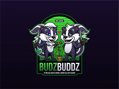 BUDZBUDDZ cannabis cartoon cartoon logo cartoon skunk cartoon weed illustration logo mascot skunk weed