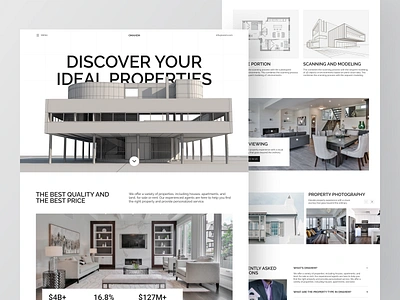 OMAHEM - Real Estate Landing Page aesthetic architecture clean homepage landing page minimalist property property website real estate real estate agency realtor residence ui ui design uiux vr viewing web design website design