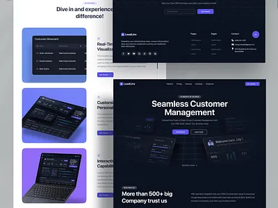 Saas Landing Page - CRM dashboard crm customer management customer relationship management darkmode design features footer graph hero minimalist our pricing saas saas landing page saas product saas website section ui ux visual graphics web design