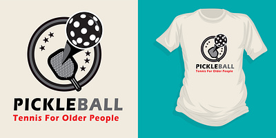 flat style vintage pickleball T-shirt graphic design hand drawn logo