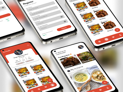 Seleraku button colour cook cooking design drink eat elegant happy hide login orange profile recipe register resep restaurant ui ux