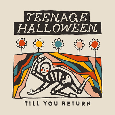teenage halloween bold bright floral illustration music punk teenage halloween