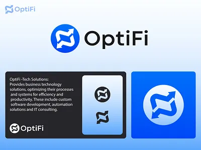 OptiFi - Tech Solutions, modern logo abstract logo app automation branding brandinglogo data futuristic graphic design icon innovative it consulting letter logo logotype minimalist optimizing simple logo software development tech solutions wave3 wordmark logo