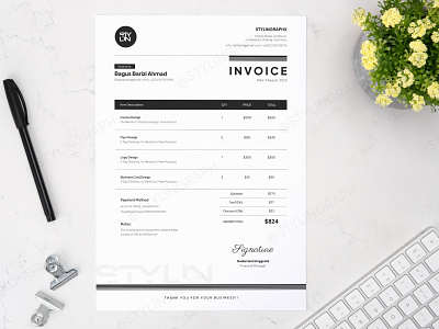 Creative and Formal Invoice Design branding business invoice clean invoice creative invoice elegant invoice formal invoice identity invoice design invoice inspiration invoice mockup invoice portfolio invoice template invoice tutorial layout modern invoice professional invoice stationery typography