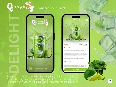 E - commerce Mobile Application - Quenchly soft drinks app appdesign appui beverages beveragesapp design designinspiration drinksapp ecommerce ecommerceapp ecommercestore green mobile mobileapps mobiledesign soft drinks softdrinkapp storeapp ui uidesign