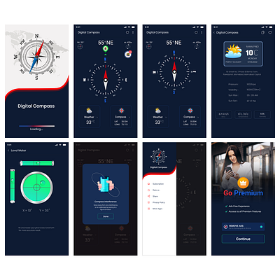 Digital Compass app ui design app design design creatives figma graphic design illustrtaion islamic app logo qibla finder screenshots ui design uiux