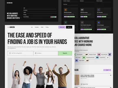 HORIZOB - Job Finder Landing Page Exploration bold clean design desktop graphic design homepage job landing page list search typography ui ux website whitespace