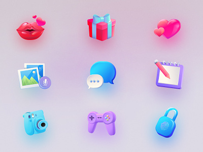 Icons set 💕 3d icons app design game icons icons icons design icons set illustration illustration icons mobile design ui ui design vector icons