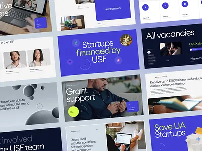 USF – Ukrainian Startup Fund Layouts design fund layout product startup typography ui uiux ukrainian startup fund ux web website