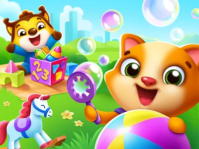 AMAYA SOFT | Mobile game for kids banner character character design childrens illustration game design icon illustration kids game mobile game promotion screenshot ui