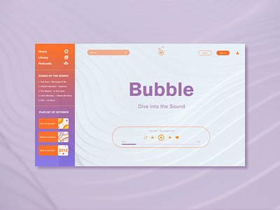 Bubble web player concept🫧 concept design figma music ui ux uxui uxuidesign web webplayer