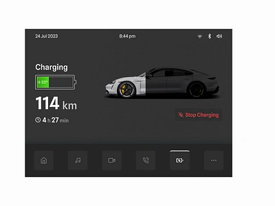 Day 34 >Daily Ui Challenge car dashboard ui charging dailyui ev porsche taycan