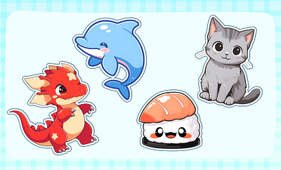 Kawaii Sticker Cartoon Character illustrator