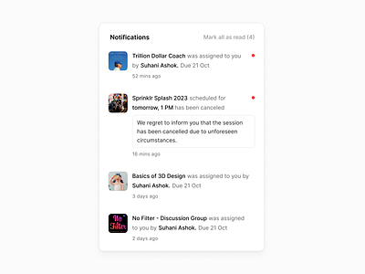 Notifications alerts clean component design system inbox lyearn menu messages minimalist notifications popover product design saas tray ui