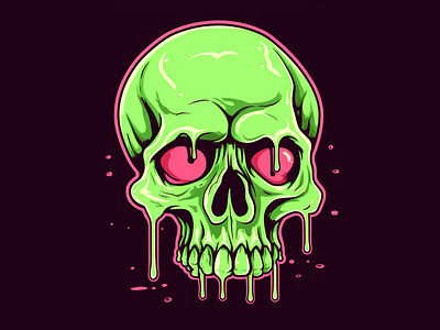 Cartoon illustration of a dripping melting skull