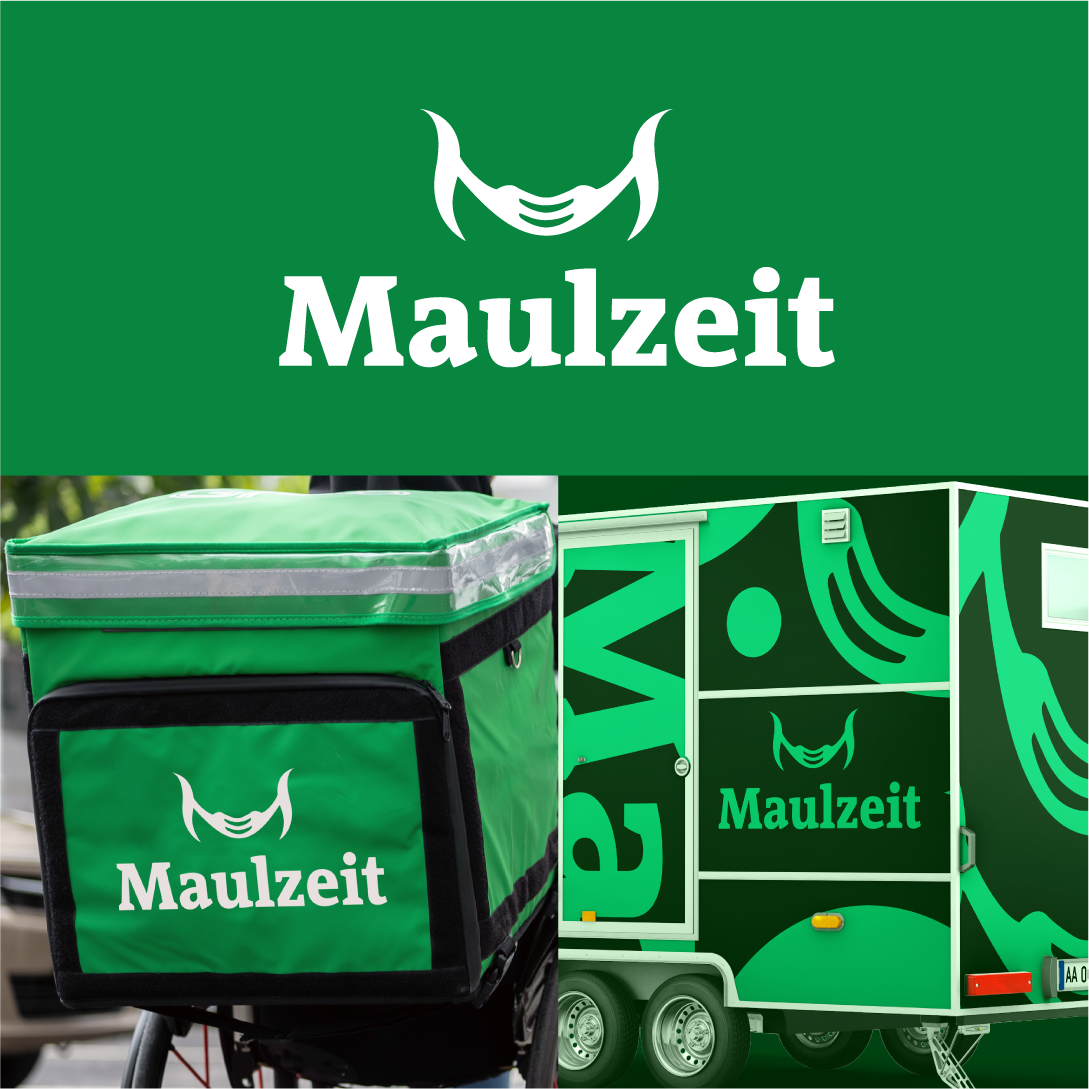 Maulzeit: Nature-Inspired. branding brandmark caravane creative creativity eat food fork graphic green hungry identity joy life logo minimal mockup simple style white