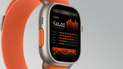 Watch financial portfolio summary applewatch figma fintech krs money orange smartwatch ui ux