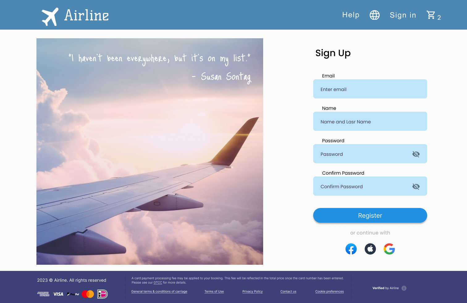 Daily UI l Sign up Airline branding creative thinking design interface ui ui design ux ux design visual design web web design