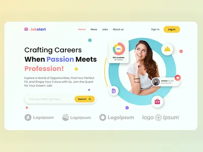 Jobstart - Landing page app dashboard landing page ui ux