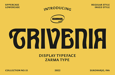 Trivenia - Display Font 60s hipster hipster font logo font logotype modern font modern sans serif modern typography psychedelic psychedelic font quirky font quirky letters quirky typeface retro retro ad retro font sans serif font unique font