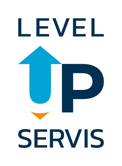 Branding Level Up Servis arrow blue brand branding cleaning levelup logo logodesign up visualidentity whitespace