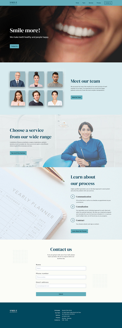 Dental clinic "Smile" website ux ux design webflow