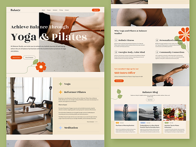 Yoga & Pilates Studio Web Concept branding design figma pilates studio ui ux web design yoga