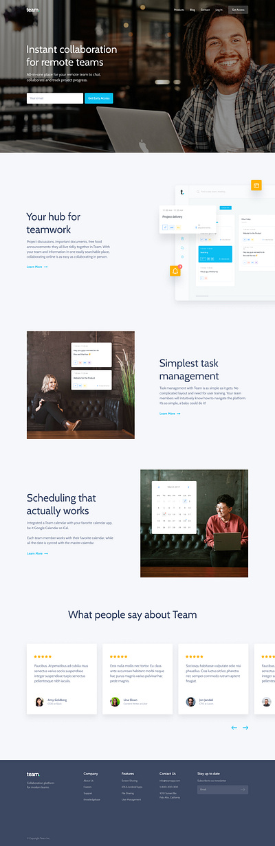 Team App website ui webflow