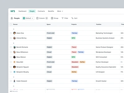 NFS - Spreadsheet Table View app b2b component dashboard design system grid product saas sheet software spreadsheets table ui ux