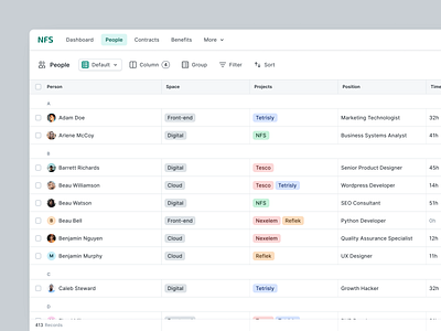 NFS - Spreadsheet Table View by Patryk Ilnicki for VirtusLab on Dribbble