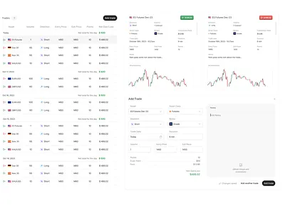 Trading & Investing Journal app broker charts design graphs investing investment journal modal money notes site snippets table trades trading ui ux web widgets