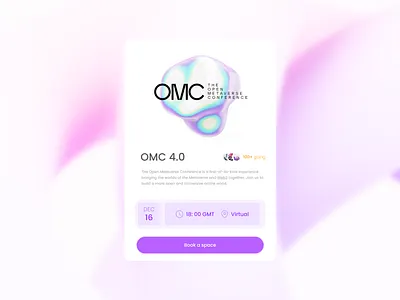 Sleek events update widget UI book card design ethereum event events news notification record ticket ui ui card ui design ui screen uicard update ux virtual widget wip