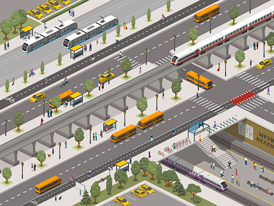 Public transport isometric public transport template